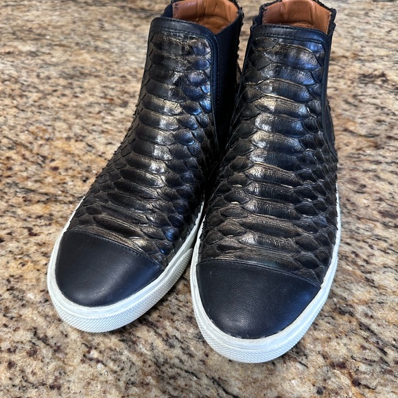 Jimmy Choo Shoes - Jimmy Choo Black Textured High-Top Sneakers